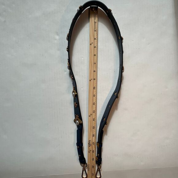 Cthru Blue Vegan Leather Handbag Strap Gold Bumble Bee Embellishment Bridgerton - Picture 7 of 8